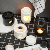 UOBOBO Brûleur à cire en céramique noire, diffuseur d'huiles essentielles, brûleur d'arômes, brûleur de cire fondue
