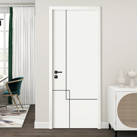Porte intérieure moderne en bois massif blanc apprêté, étanche, à ouverture latérale pour chambre à coucher, portes en bois pour maison, couleur blanche