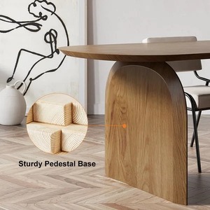 Juego de <span class=keywords><strong>Mesa</strong></span> de Comedor Ovalada de Madera Maciza de Estilo Nórdico Moderno, <span class=keywords><strong>Mesa</strong></span> de Comedor de Madera para 6 Personas con 4 Sillas, Muebles de Comedor OEM - Product Image 4