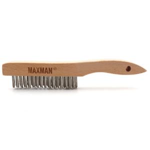 Brosse métallique robuste en acier inoxydable pour le nettoyage de la rouille 10 \ "manche en bois de hêtre incurvé 2 pièces de poils - Product Image 4