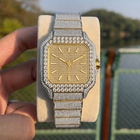 Montre-bracelet mécanique automatique de luxe pour homme, plaquée or 18 carats, entièrement sertie de diamants Moissanite VVS1, style Hip Hop