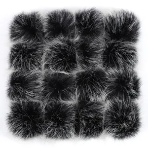 High Quality Faux Fox Raccoon Fur Ball Pom Poms Detachable With Snap On Button For Beanie Hats