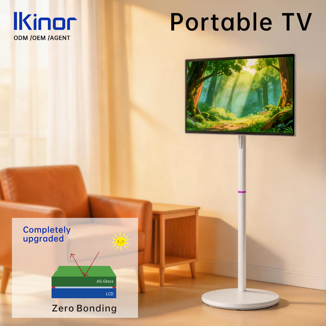 Battery Powered Smart TV 24/27/32 Inch Wireless Moveable Screen Android Touch Monitor Full HD 1080p 75Hz Universal Roll Indoor