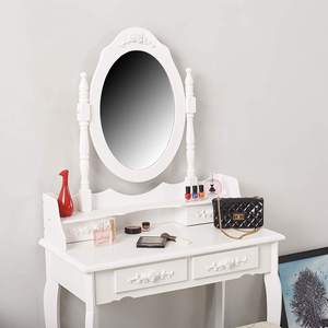 Hot Sales Furniture Wooden Makeup Dresser Girl Portable White Folding Vanity <strong>Dressing</strong> <strong>Table</strong> With Mirror and Drawers for Bedroom - Product Image 2