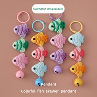 Pendentif poisson en peluche tricoté doux, style campagnard, fait main, coloré, pour sac ou porte-clés, cadeau fantaisie DIY personnalisé