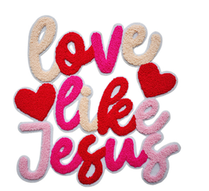 Wholesale Sell Colorful Pink Rabbit Love Jesus <b>Letter</b> Large Chenille Patch Religious Easter Iron <b>On</b> Chenille Patch For Clothing - Product Image 3