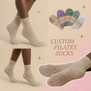 Free Samples Low Moq Indoor Premium Pilates <b>Socks</b> for Women Custom <b>Socks</b> Non Slip Cotton Yoga <b>Grip</b> <b>Socks</b> with Logo Packaging - Product Image 1