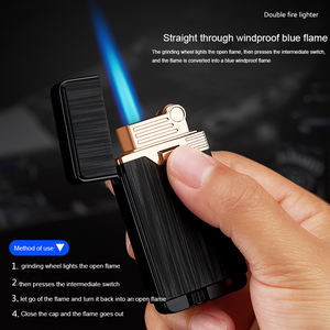 Encendedor divertido DEBANG El más nuevo encendedor de gas de llama de chorro de doble fuego y encendedor de cigarros de llama normal - Product Image 4