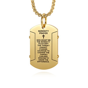 <b>Titanium</b> Steel Military Tag Necklace For Men Serenity Prayer Pendant Stainless Steel <b>Chain</b> Street Style Fashion Accessory - Product Image 5