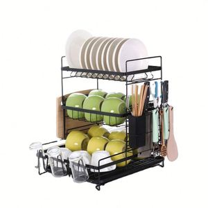 3-Tier Dish Drying <b>Rack</b> With Kitchen Utensil Drainer <b>Plate</b> <b>Rack</b> Kitchen Organizer - Product Image 1