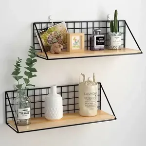 <b>Wall</b> <b>Mounted</b> Drilling Wood Hanging <b>Shelf</b> Kitchen Organizer with Spice Jar Storage Seasoning Holder Without Drilling <b>Shelves</b> - Product Image 1
