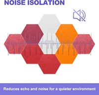 Paquet de 10 panneaux muraux insonorisés en fibre de polyester auto-adhésive panneau acoustique en feutre PET hexagonal avec 20 punaises pour bureau à domicile
