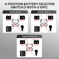Interrupteur de déconnexion de batterie 12V 48V 300A 4 positions étanche avec protection contre l'allumage pour voiture/camping-car/bateau
