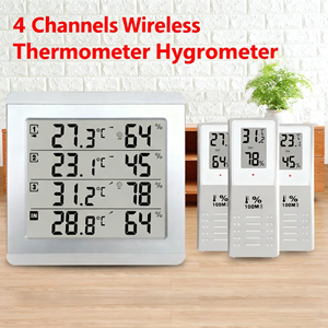 Weerstation Draadloos binnen-buitenthermometer 3 sensoren Afstandsbediening LCD Digitaal Vochtigheidstemperatuurwaarschuwing Kamer Patio Kunststof - Product Image 4