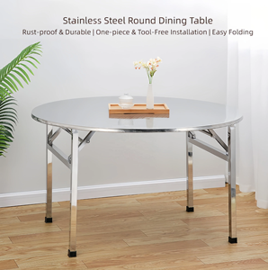 Stainless Steel Modern <strong>Extendable</strong> Foldable Dining Room Furniture <strong>Table</strong> Bold <strong>Legs</strong> Design for Hotel Apartment Use No Assembly - Product Image 5
