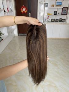 # HAWAII 5x6.5'' Silk Topper Brown Balayage Prêt à expédier Cheveux vierges européens naturels Base en soie naturelle pour femmes souffrant de perte de cheveux - Product Image 2