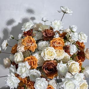 DKB 2026 Nueva Bola Floral Mixta de Rosas de Seda <span class=keywords><strong>Blancas</strong></span>, Naranjas y Marrones de 60 cm, Centro de Mesa Decorativo para Bodas y Cumpleaños - Product Image 5