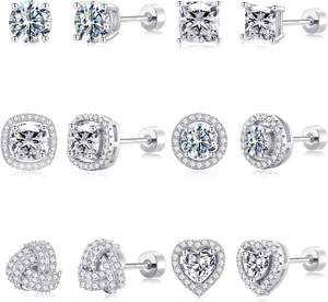 मूहम हाइपोएलर्जेनिक 925 स्टर्लिंग चांदी 14k सोने की प्लेटेड स्टड ईयररिंग्स महिलाओं क्यूबिक जिरकोनिया डेन्टी निकल-मुक्त फ्लैट - Product Image 6