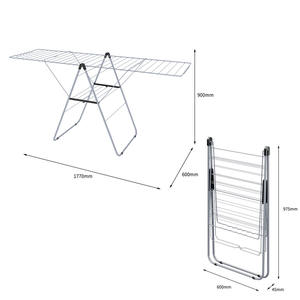フリースタンディング<span class=keywords><strong>2</strong></span>層25M大型折りたたみ式金属ランドリー乾燥ラック - Product Image 2