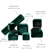 Modisches Hochwertiges Dunkelgrünes Plüsch-Achteck Ring-Halsketten-Ohrringe-Anhänger-Armband Schmuckset Schmuckbox mit Anpassbarem Logo