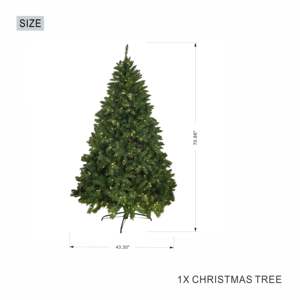 Sapin de Noël artificiel classique de 6 pieds avec 450 lumières LED blanc chaud, support métallique, décoration intérieure - Product Image 3