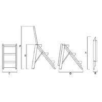 Tabouret en bois TTAKE avec rampe d'escalier pour le rangement des outils, design d'échelle pliante à 3 marches, fabriqué en Italie