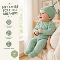 Ensemble Cadeau Naissance 5 Pièces en Coton Bio OEM pour Bébé : Body, Bonnet, Bavoir, Moufles, Chaussons – Vêtements Bébé Marque Privée en Gros