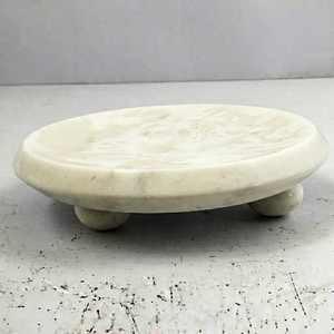Rectangular Marble Storage Bowl With Bronze Coral Handles <b>Rustic</b> Design Tabletop Accessory For Living Room - Product Image 1