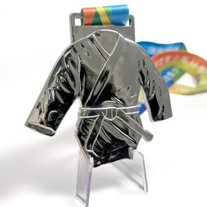 Fabricant personnalisé 3D argent blanc métal sport médaille Kung Fu karaté Taekwondo médailles avec ruban - Product Image 2