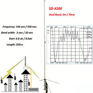 เสาอากาศไฟเบอร์กลาสกำลังขยายสูง 8.5/10.5 DBi VHF/UHF แบบสองย่านความถี่ Diamonds X200 สำหรับสถานีฐาน - Product Image 2