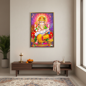 Lord Ganesha Hindu God Printed <b>Canvas</b> Wall Art: Indian Decor Gift,GOLD <b>FRAMED</b> <b>CANVAS</b> - Product Image 3