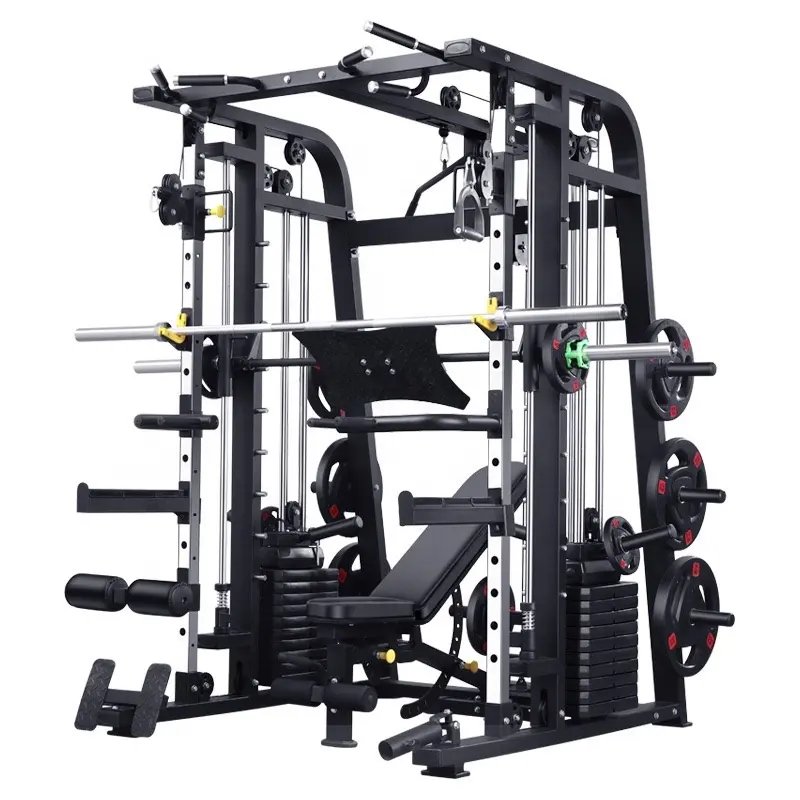 Smith máquina integrada trainer multi-funcional pórtico casa pássaro fitness equipamentos comercial supino agachamento cremalheira