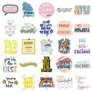 Paquete de 50 Pegatinas de PVC de Autoestimulación <span class=keywords><strong>Jack</strong></span>&<span class=keywords><strong>Sunny</strong></span>, Estilo Lindo, Impresión Offset, Laminación Brillante, Personalizadas y Motivacionales - Product Image 3