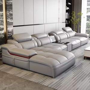 Divano in pelle strato di pelle in pelle di vacchetta moderna semplice piccola famiglia divano in pelle soggiorno set <span class=keywords><strong>completo</strong></span> di combinazione di mobili - Product Image 6