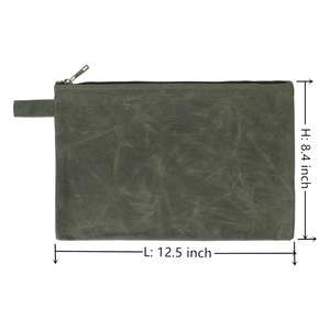 <b>Men</b> Travel Toiletry Bag Plain Custom Logo Unisex Zipper Toiletry Waxed Canvas Bag <b>Pouch</b> Cosmetic Bag - Product Image 3