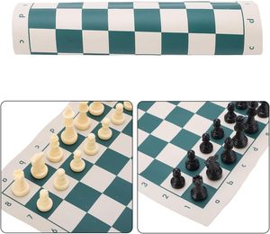 PVCレザー製トーナメント用ロールアップチェス盤、収納バッグ付き、子供と大人向けのチェスマットセット - Product Image 6