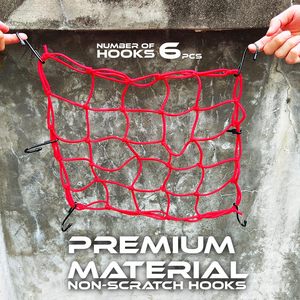 Red Elástica de Carga ONIPAX Roja de 15x15 Pulgadas con 6 Ganchos para un Transporte Seguro de Bicicletas, Motocicletas, ATV, Automóviles, Camiones y UTV - Product Image 6