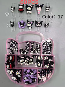 60 Stuks Rose Rood Paars Blauw Groen Zwart Bruin Kitty Hars Edelsteen Kawaii Plat Back Lange Nail Art Junk Telefoon Case Decoratie Bedels - Product Image 5