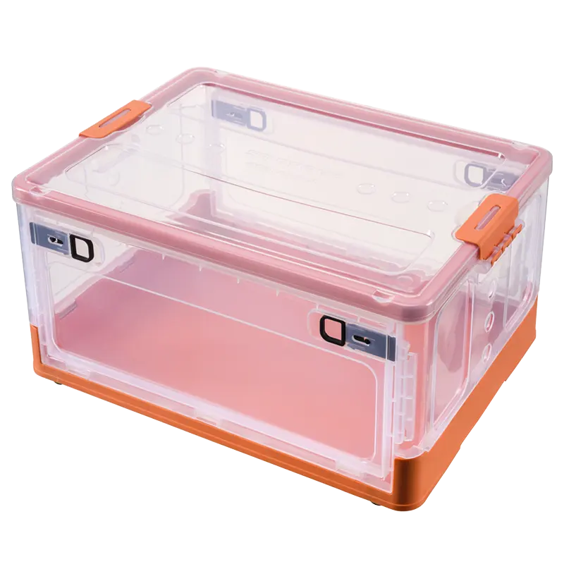 QM hot sale foldable plastic storage box folding storage box storage box organizer with wheel