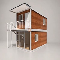 Maison modulaire en conteneurs à 2 étages, panneaux sandwich imitation bois, maison préfabriquée en conteneurs en kit pour villa ou bureau
