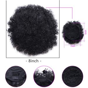 8 inç kadınlar ipeksi <span class=keywords><strong>Afro</strong></span> puf saç Bun Chignon klip aksesuarları ile kısa <span class=keywords><strong>Kinky</strong></span> kıvırcık İpli at kuyruğu - Product Image 3