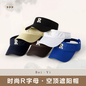 หมวกกันแดดทรง R Letter Visor สีน้ำเงินเข้ม ผ้าฝ้าย สำหรับทุกเพศ พับได้ ปีกโค้ง สำหรับกิจกรรมกลางแจ้ง กีฬาฤดูร้อน ป้องกันแสงแดด - Product Image 5