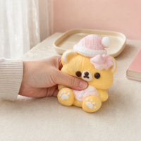 Porte-clés Ours Crème Mignon Moelleux Anti-stress Breloque de Sac Vente en Gros Emballage Personnalisé