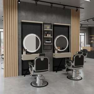 Mueble Moderno Comercial de Madera con Espejo para Barbería, Unidad de Estilismo para Salones de Belleza, Barberías, Supermercados y Dormitorios - Product Image 3
