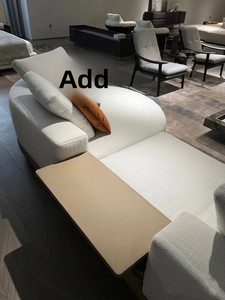 Divano Moderno Connery in Stile Italiano, Monoposto, con Struttura in Legno, Seduta Piatta Grande, Design Lineare ad Angolo, per Piccoli Appartamenti, in Cotone e Lino - Product Image 4