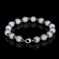 Bracelet Mlluki plaqué or 18 carats, style hip-hop, serti de zircone cubique, perles rondes de 8 mm, bijoux pour femmes et hommes, Pulsera