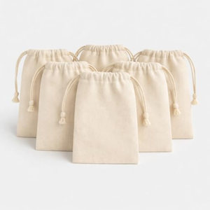White Cotton Custom Drawstring <b>Dust</b> Bag Covers for Handbag & Industrial Underwear with OEM Logo & Style for Bathroom Use - Product Image 1