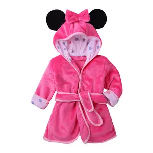 Fashion Cartoon Karakter Dier Ontwerp Lange Mouwen Hot Verkoop Kids Jongens Meisjes Nachtkleding Zachte Fleece Hooded Badjas