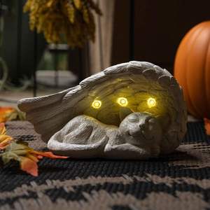 태양 랜턴 조각 동물 인형 정원 고양이 동상 영원히 내 수호 천사 고양이 기념 정원 태양 광 선물 - Product Image 6