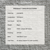 Tissu tissé en nylon ripstop 100% 59 g/m² UPF100+ Léger et durable pour veste de sport d'extérieur